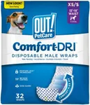 OUT! Pet Care Disposable Male Dog Wraps - Absorbent Male Wraps with Leak Proof Fit - XS/Small (Waist 13-18in) - 32 Count