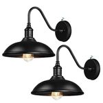 Naurham Outdoor Barn Light Fixtures - Dusk to Dawn Exterior Farmhouse Lighting Barn Light Fixture for House with Anti-ponding Bottom, Barn Lights Outdoor Gooseneck Lighting (9.4" Diameter, 2 Pack)