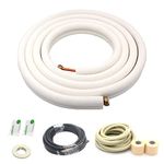 TADERUILY 16 Ft Mini Split Line Set,Air Conditioning Copper Tubing Pipe Extension,1/4" & 1/2" 3/8" PE Thickened for AC and Heating Equipment Insulated with Nuts. (1/4+1/2)