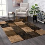 Rug Branch Montage 8' x 10' (7'9" X 10'9") Geometric Checkered Indoor Area Rug, Contemporary, Brown Beige - Living Room, Bedroom, Dining Room, and Kitchen