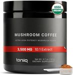 Ultra Concentrated Organic Mushroom Coffee 3,500mg 10:1 Extract - Colombian Sourced Beans 10 Mushroom Blend with Lion's Mane and Cordyceps - Mushroom Powder Coffee Organic Alternative Blend -TQ