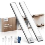 LROLTEF Under Cabinet Lighting, 32 LED Rechargeable Under Cabinet Lights Wireless, 1500mAh Closet Light Indoor, Battery Operated Motion Sensor Light, Dimmable Under Counter Lights for Kitchen,2 Pack