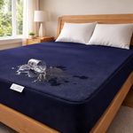 MY ARMOR Waterproof Mattress Protector King Size, 78x72, 6.5x6 feet, Double Bedsheet Cover, Breathable & Allergen Free Ultra Soft Fitted Terry Cotton Feel Cover, Elastic Skirting, Navy Blue