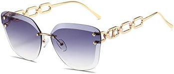 AEVOGUE Sunglasses For Women Oversized Rimless Diamond Cutting Lens Sun Glasses AE0534