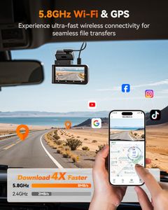 WOLFBOX X3 2.5K Dash Cam Front and Rear – 60FPS, WiFi, GPS, 64GB Card