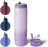 Bottle Bottle Insulated Water Bottle 1Litre with Straw and Lid for Sports and Gym Stainless Steel Metal Drink Thermos Flask for Hot Water with Handle (Purple)