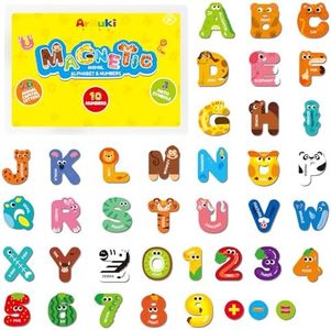 ArRuKi KIDS Magnetic Letters, Refrigerator Large Magnets Animal Uppercase ABC Letters and Numbers, Preschool Educational Learning and Spelling Games for Toddlers
