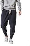 Seidarise Men's Joggers Sweatpants Harem Jogger Pant Long Sports Pants, Navy, Large