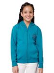 Alan Jones Clothing Solid Cotton Girls Hooded Regular Fit Sweatshirt (Dark Turquoise_13-14 Years)