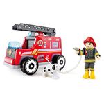 Hape E3024 Wooden Fire Truck with Firefighter and Dog