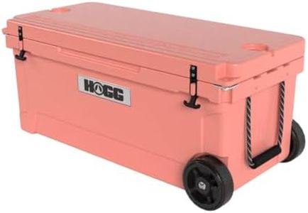 Ice Cooler with Wheels and Handle - 110qt Desert Flower, Wheeled Cooler, Insulated Ice Chest with Wheels and Handle for Fishing and Camping with Dry Storage, Bottle Openers, and Cupholders