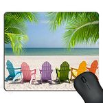 SSOIU Mouse Pad Beach Chairs Tropical Beach Scene Mousepad Rubber Gaming Mat 9.5 X 7.9 Inch (240mmX200mmX3mm)