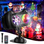 ChicDwell 2-in-1 Christmas and Halloween Projector Light,12 HD Slides (72 Patterns + 10 Ocean Waves),Waterproof LED Landscape Light with Remote Control Timer for Indoor & Outdoor Holiday Decorations