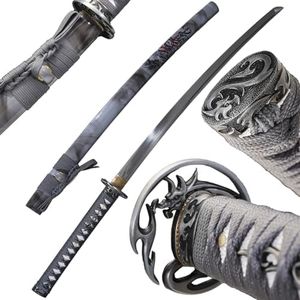 Kamaiwo-1045/1060 Handmade Hand Forged Authentic，Japanese Katana Samurai Swords are a Unique Gift for Men - Full Tang High Carbon Steel Makes a Memorable for Martial Arts Collectors，Grey