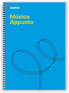 ADDITIO - Cuadernos de música APPUNTO | Adaptados a todas las edades y procesos de aprendizaje | 12 pentagramas de 9 mm | Páginas cuadriculadas | 40 páginas | A4 | Papel ecológico | Espiral | Azul
