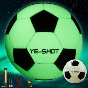 YeahShoot Glow Soccer Ball Size 5 - Glow in The Dark Foot Ball, Cool Vibrant Glow, Durable PU Material, Night Visibility with Pump & Bag, Great Christmas for Birthday Gift (Black＆White, Size5/27.5")