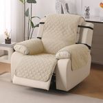 HOKIPO 'UrbanQuilt' Recliner Sofa Slipcover Mat for 1 Seater | 1-Piece Design & Dual Belt Protection to Avoid Slipping of Cover, Beige (AR-6069-M2)