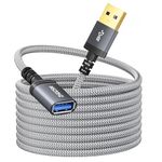 Kiuet USB3.0 Extension Cable 3M, Type A Male to Female Extension Cable Braided Compatible with USB Keyboards, Mice, Xbox, Flash Drives, Hard Drives, Printers etc