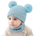 REFFER Baby Winter caps Unisex Beanie fit for 3 Months to 4 Years Old Toddler Baby Woolen Winter Caps for Baby Boy's and Girl's (Free Size) Light Blue