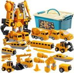 CLIUNT Constructo Modular Transforming Toy Set, 35pcs Magnetic Transformers Engineering Car Toys, Transformer Robot Car Toy, Transformer Magnetic Robot Toy Gifts for Boys Girls Kids Ages 3+