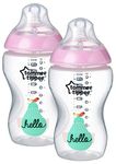 2 x Tommee Tippee 340ml Closer to Nature, BPA-Free, Anti-Colic Baby Bottle with Breast Like Silicone Teat for Baby, Child, Newborn & Toddler for Drinking Juice, Milk & Water - 3+ Months