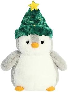 Aurora Playful Pompom Penguin Festive Hat Stuffed Animal - Vibrant Companions - Endless Fun - Gray 12 Inches