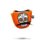 Pins & Aces Orange Leather Sugar Skull Putter Head Cover - Hand-Made, Tour Quality Golf Club Cover (Mallet, Golf-Club-Head-Covers, Golf)