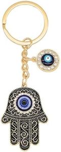 Jasimkiss Evil Eye Keychains Bag Purse Keychains Good Luck Amulet protection Charm Keychains for Women Men (A Gold Black)