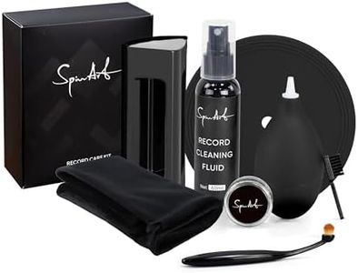 SpinArt Vinyl Record Cleaning Kit, 8-in-1 Record Cleaner Kit with Velvet Brush, Cleaner Liquid, Stylus Brush & Gel, Mini Brush, Air Blower, Label Protector, Pouch Vinyl Cleaning Kit for LP Albums