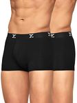 XYXX Men's Underwear Ace IntelliSoft Antimicrobial Micro Modal Trunk Pack of 2 (Black;Black; XL)