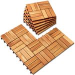 Acacia Deck Tiles (Pack of 10) Hardwood Interlocking Patio Deck Tiles, Acacia Wood Deck Tiles Interlocking Outdoor, Patio Tiles Outdoor Interlocking Waterproof All Weather