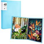 Moofee Diamond Painting Storage Book, A3 40 Clear Pockets Portfolio Folder, Waterproof Transparent Display Book for Standard 40x30cm Diamond Painting Kits, Presentation Storage Book, Album Folder for Painting, Artwork, Poster and Report Sheet. (BLUE)