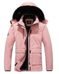 MOERDENG Women's Waterproof Winter Snow Coat Windproof Ski Jacket Hooded Snowboarding Jackets, Pink, Medium