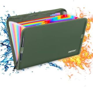 ENGPOW 13 Pocket Expanding File Folder, Fireproof Accordion File Folder Document Organizer with Zipper Closure,Document Folder Safe with Colorful Tabs,A4 Letter Size for Travel,Home,Office,Green