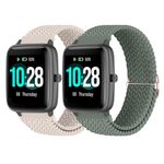 2 Pack 19mm Elastic Solo loop Nylon Braided Watch Bands Compatible with Veryfitpro ID205L Smart Watch,Adjustable Stretchy Woven Sport Strap for ID205/ID205U/ID205S/ID205G/ID215G/ID216 Women men