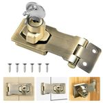 ADERTOS Keyed Hasp Lock Hasp and Staple with Padlock, Heavy Duty Shed Lock Door Lock Hasp Twist Knob Keyed Locking Hasp Safety Door Clasp Gate Lock with Key for Cabinets Gate -Vintage Bronze, 3 Inch