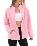 Argstar Women's Fleece Jacket, Lightweight Full Zip Classic Soft Casual Recreation Coat with Zipper Pockets Pink XL