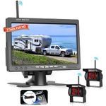 Wireless Reversing Camera Kit, Hodozzy Backup Camera with 7 Inch 1080P IPS Monitor 2 Cameras, Support DIY Parking Line BSD Image Flip IR Night Vision Waterproof Rear View Camera