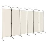 COSTWAY 4/6 Panel Folding Room Divider, Freestanding Wall Privacy Screen Protector, Paravent Partition Separator for Living Room, Bedroom and Office (Cream White, 6 Panel: 331 x 188cm)