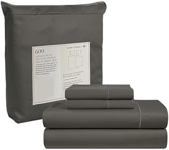 Lane Linen Queen Sheet Set - 600 TC Black Sheets Queen Size Bed Set - 100% Cotton Black Bed Sheets Queen Size Set, Ultra Soft Queen Bed Sheets Set, Sateen Weave Cotton Sheets Queen Size Set - Charcoal