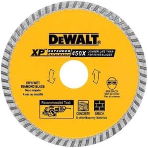 DEWALT DW4702 Industrial 7-Inch Dry or Wet Cutting Continuous Rim Diamond Saw Blade with 5/8-Inch and Diamond Knockout Arbor