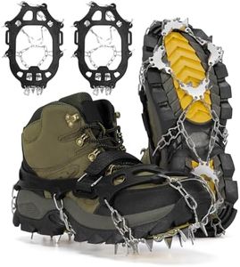 Tomaje 24 Spikes Crampons for Shoes, Anti Slip Ice Cleats for Shoes and Boots, Traction Ice Snow Grip with Stainless Steel Spikes and Silicone Men Women for Hiking, Walking, Climbing, Jogging,Fishing