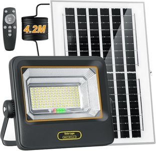 Dusk-to-Dawn Solar Lights Outdoor - 200W Waterproof IP67 Solar Flood Light, 10000mAh Solar Powered Security, 5 Modes Dimmable Floodlight with 13.78Ft Cable&Remote for Yard/Garden/Patio (4.2M Wire)
