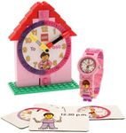 LEGO Time Teacher 9005039 Pink Kids Minifigure Link Buildable Watch, Constructible Clock and Activity Cards | Pink/White | Plastic | 25mm case Diameter | Analogue Quartz | boy Girl | Official