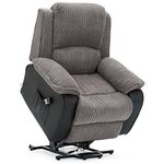 More4Homes POSTANA DUAL MOTOR ELECTRIC RISE RECLINER JUMBO CORD FABRIC ARMCHAIR ELECTRIC LIFT RISER CHAIR (Grey)