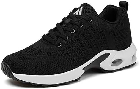 Mishansha Women's Sneakers Air Cushion Ultra Light Super Comfy Athletic Gym Walking Tennis Trail Running Shoes Black 5.5