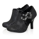 Ruby Shoo Women's Black Shimmer Electra Brocade Jewelled Bootie UK 4