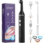 Tooth Polisher - SIQUER Teeth Whitening Kit, Plaque Remover for Teeth Dental Cleaning Tools with LED Lights and Mouth Mirror, 5 Replacement Brush Heads, 5 Speed Modes, 3 Polishing Paste, Waterproof