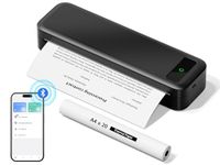 Portable Thermal Printer A4 Inkless Wireless Bluetooth 300 Dpi Compatible with iOS, Android & Laptop, 2500 mAh Small Mobile Receipt Printer for Home Use, Office & School, With 1 Thermal Roll - Black