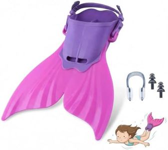 Adjustable Monofin for Boys and Girls - Lightweight Mermaid-Style Swim Fin with Comfortable Foot Pocket for Swimming, Diving & Training | Includes Waterproof Earplugs & Nose Clip (Pink)